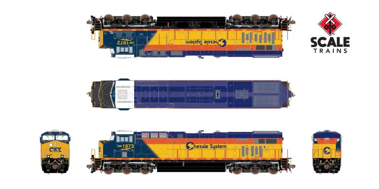 Rivet Counter HO Scale GE ES44AH. CSX Heritage Chessie System 1973