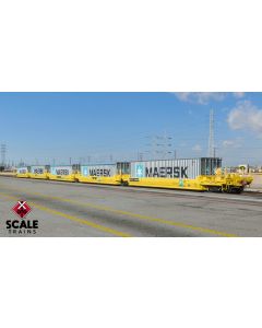 Rivet Counter HypoTypical HO Scale Pullman-Standard Trinity Backpacker Well Car Set with Containers, Maersk