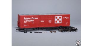 HO Evans (USRE) 5100 RBL 8’ Double-Plug-Door Boxcar, Ralston Purina RPCX #114 by ScaleTrains.com