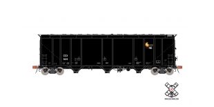 Rivet Counter HO Scale Thrall 5750 1970s Version Carbon Black Covered Hopper, Columbian Chemicals/Logo by ScaleTrains.com