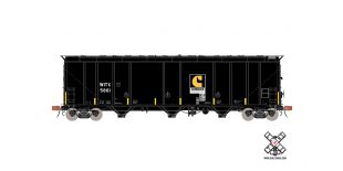 Rivet Counter HO Scale Thrall 5750 1970s Version Carbon Black Covered Hopper, Witco/Continex Logo by ScaleTrains.com