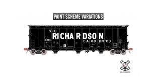 Rivet Counter HO Scale Thrall 5750 1980s Version Carbon Black Covered Hopper, Sid Richardson/Billboard Lettering by ScaleTrains.com