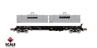 Rivet Counter N Scale Thrall 48' 2-Hood Coil Steel Car, Norfolk & Western/NS/Mismatched Gray Hoods