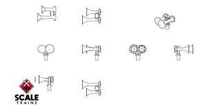 Rivet Counter HO Scale Metal GE ET44 Tier 4 Horn Set, GECX 2015