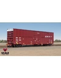 Rivet Counter HO Scale Trinity 60' 7500 12' Plug-Door High-Cube Boxcar, BNSF/Wedge/Conspicuity Stripes