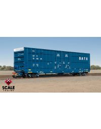 Rivet Counter HO Scale Trinity 60' 7500 8' Double-Plug-Door High-Cube Boxcar, GATX/English & Spanish Door Data/Conspicuity Stripes/LRS