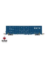 Rivet Counter HO Scale Trinity 60' 7500 8' Double-Plug-Door High-Cube Boxcar, GATX/English Door Data/Conspicuity Stripes/LRS