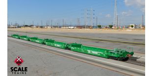 Rivet Counter HO Scale Pullman-Standard Trinity Backpacker Well Car Set (5), Burlington Northern/Twin-Pack
