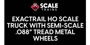 ExactRail HO Scale Truck With Semi-Scale .088" Tread Metal Wheels