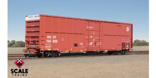 Rivet Counter HO Scale Trinity 60' 7500 12' Plug-Door High-Cube Boxcar, BNSF/Circle Cross Logo/Conspicuity Stripes