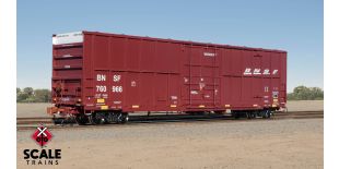 Rivet Counter HO Scale Trinity 60' 7500 12' Plug-Door High-Cube Boxcar, BNSF/Wedge/Conspicuity Stripes