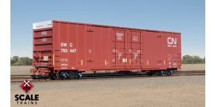 Rivet Counter HO Scale Trinity 60' 7500 8' Double-Plug-Door High-Cube Boxcar, Canadian National/Conspicuity Stripes/DWC