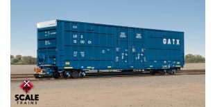Rivet Counter HO Scale Trinity 60' 7500 8' Double-Plug-Door High-Cube Boxcar, GATX/English & Spanish Door Data/Conspicuity Stripes/LRS