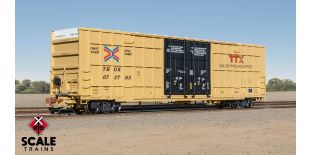 Rivet Counter HO Scale Trinity 60' 7500 8' Double-Plug-Door High-Cube Boxcar (XRH61B), TTX/Conspicuity Stripes/TBOX