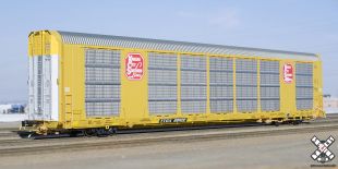 Rivet Counter HO Scale Gunderson Multi-Max Autorack, Kansas City Southern/Yellow/TTGX (R1) by ScaleTrains.com
