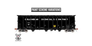 Rivet Counter HO Scale Thrall 5750 1980s Version Carbon Black Covered Hopper, Columbian Chemicals/Large Lettering by ScaleTrains.com
