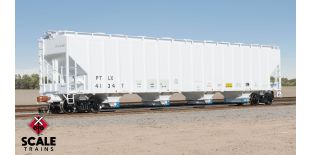 Rivet Counter HO Scale Pullman-Standard 5820 Covered Hopper, GE Rail Services/PTLX/Light Gray/Patched