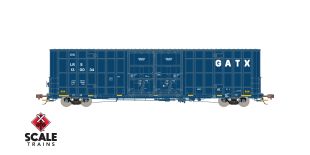 Rivet Counter HO Scale Trinity 60' 7500 8' Double-Plug-Door High-Cube Boxcar, GATX/English Door Data/Conspicuity Stripes/LRS