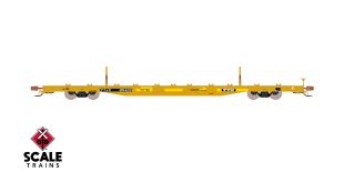 Rivet Counter HO Scale BSC F68BH Finger Rack Flatcar, TTX/Yellow Repaint/Patched/1991 Speed Logo